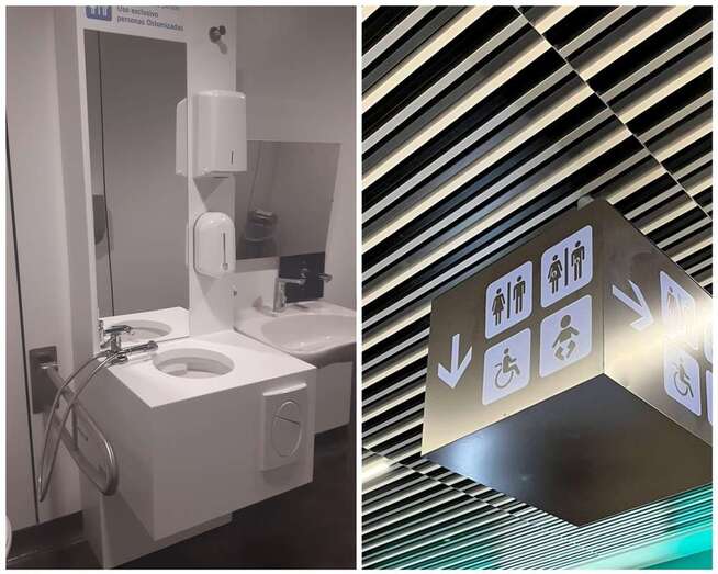 Indicativo de los nuevos aseos e imagen de estos/TA.